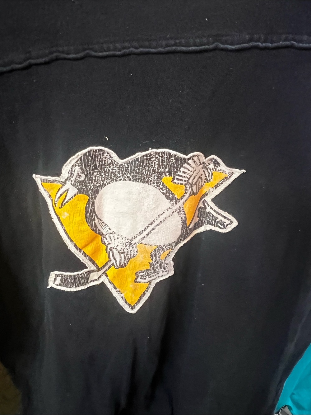 Pittsburgh Penguins Hockey Black & Gold Bird emblem NHL CCM Large retro vintage